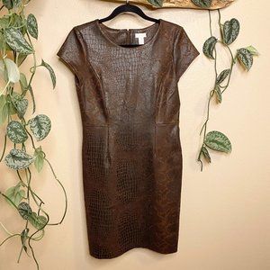 Chicos Brown Snake Print Fitted Dress
